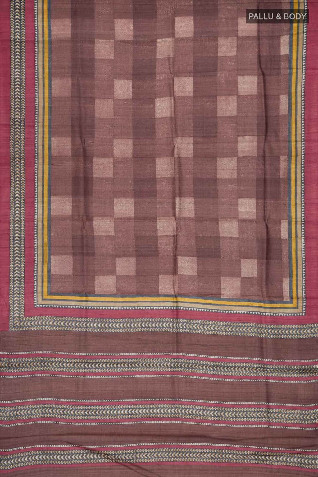 Brown Bhagalpuri Tussar Silk Saree