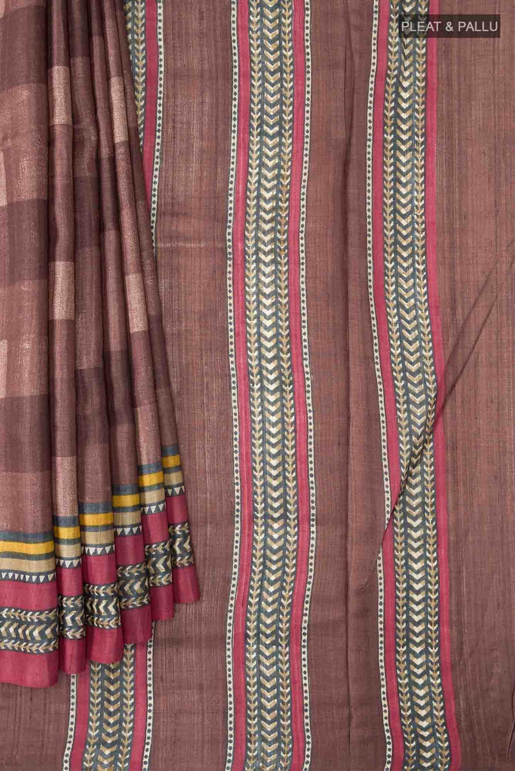 Brown Bhagalpuri Tussar Silk Saree