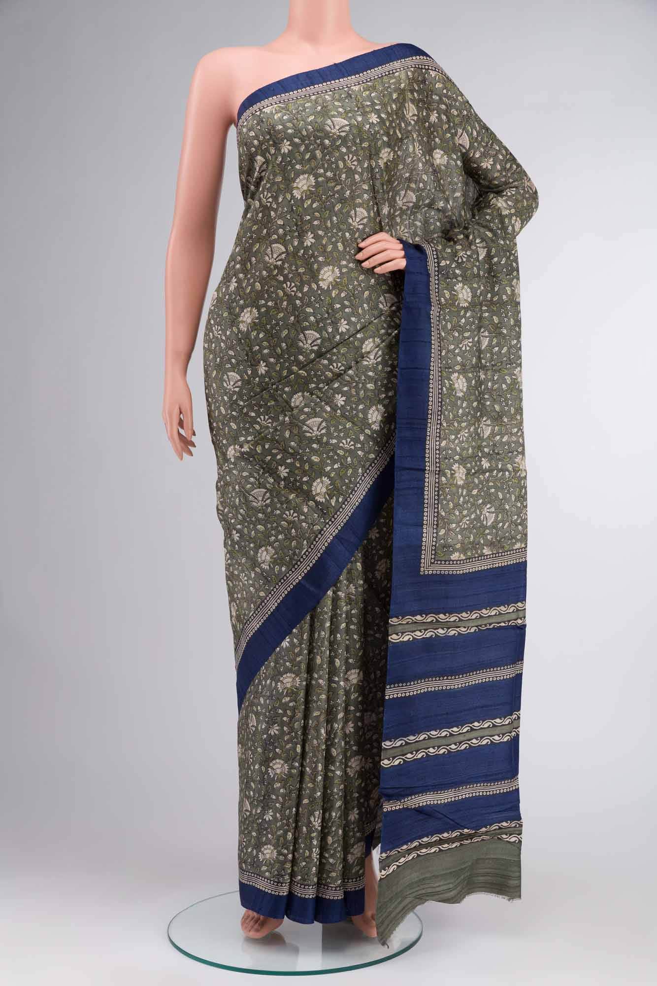 Green Tussar Silk Saree