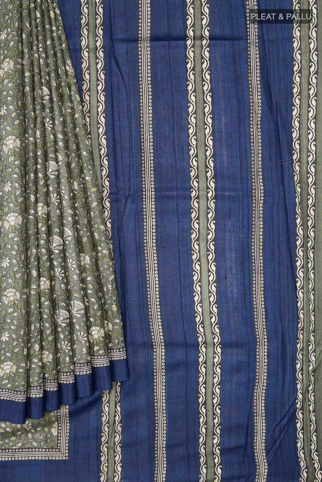 Green Tussar Silk Saree