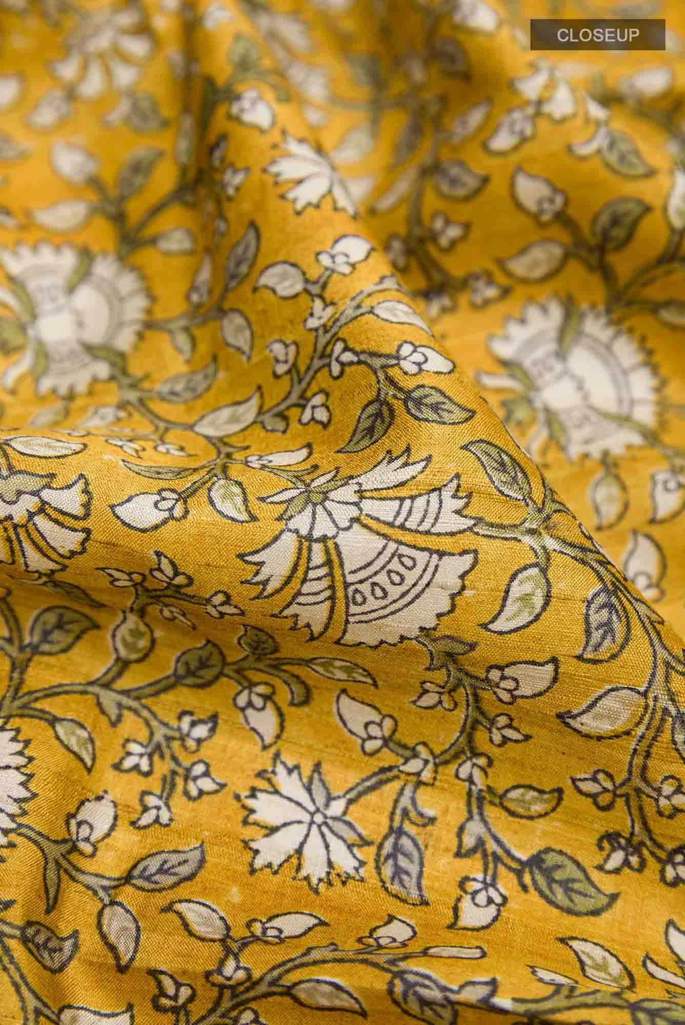 Mustard Tussar Saree