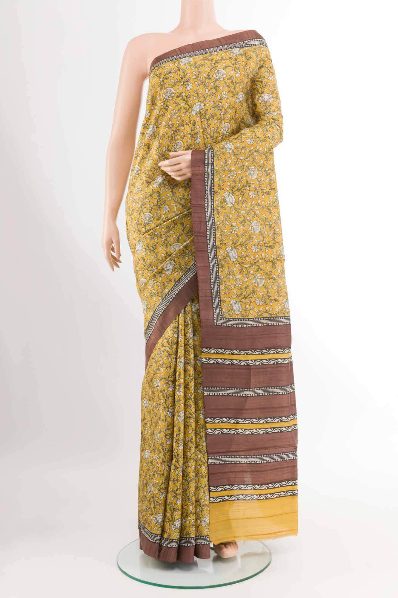 Mustard Tussar Saree