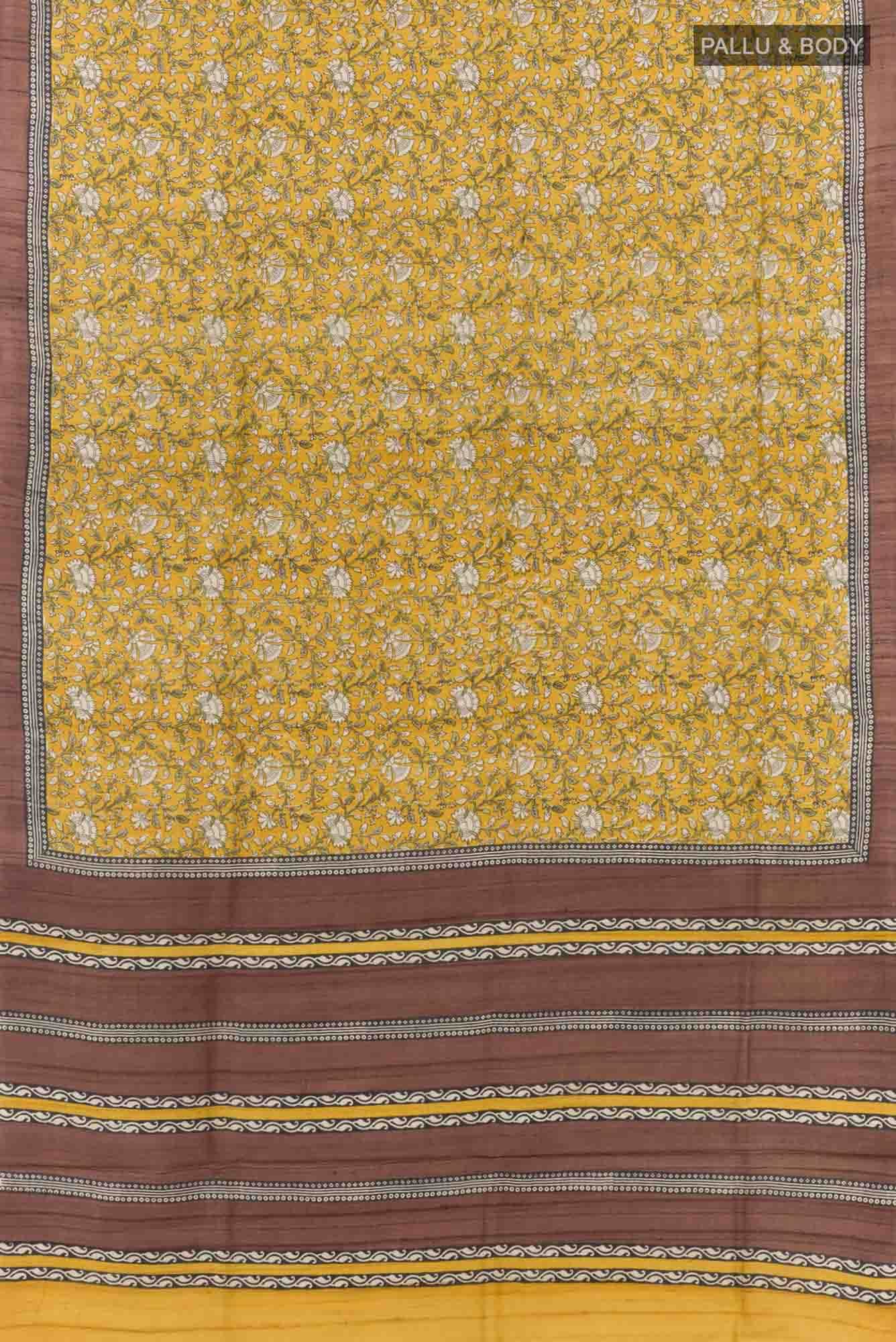 Mustard Tussar Saree