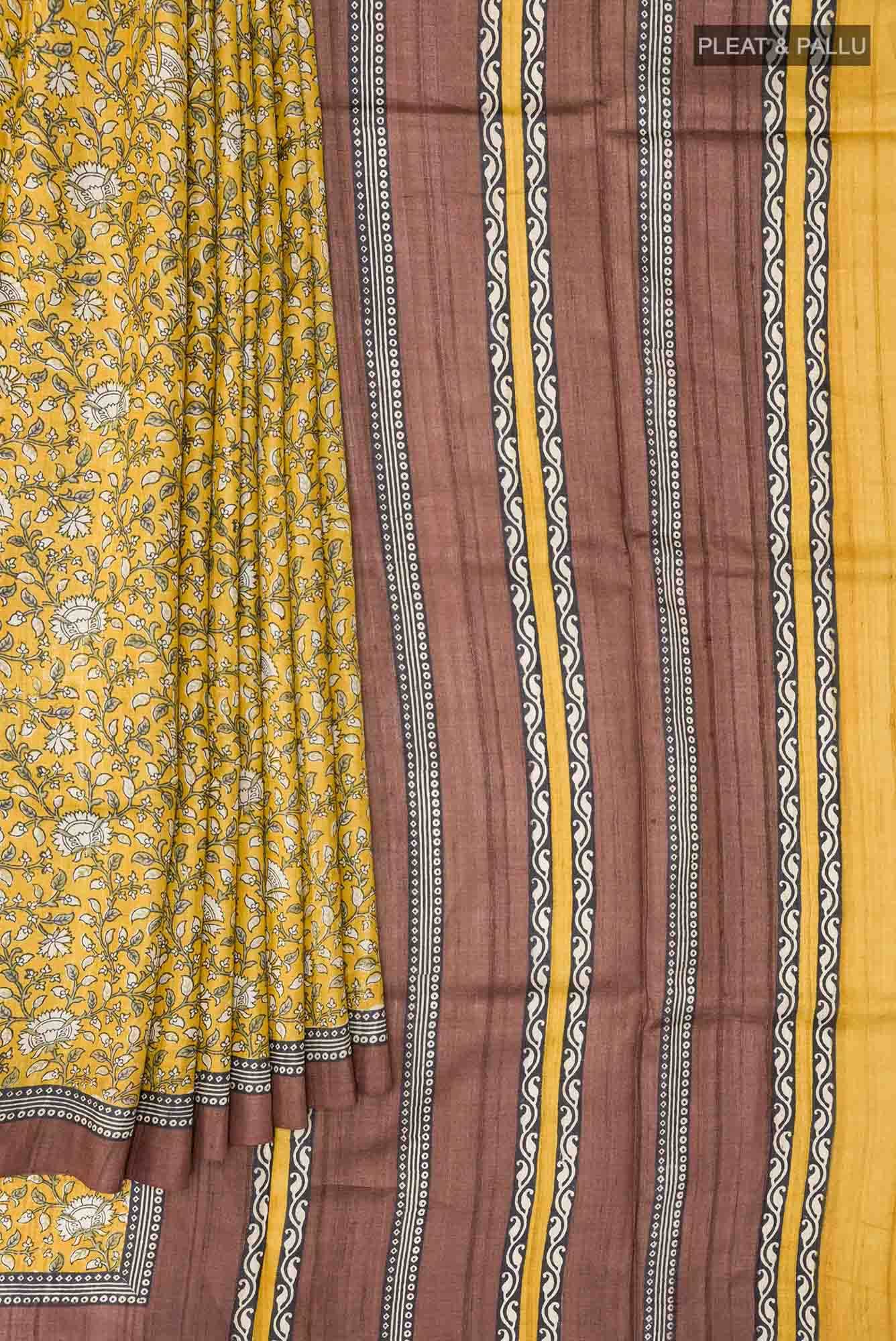 Mustard Tussar Saree