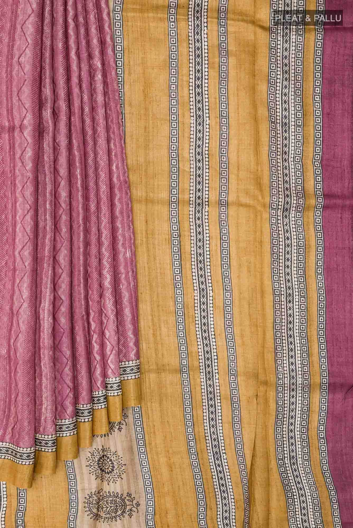 Pink Tussar Saree