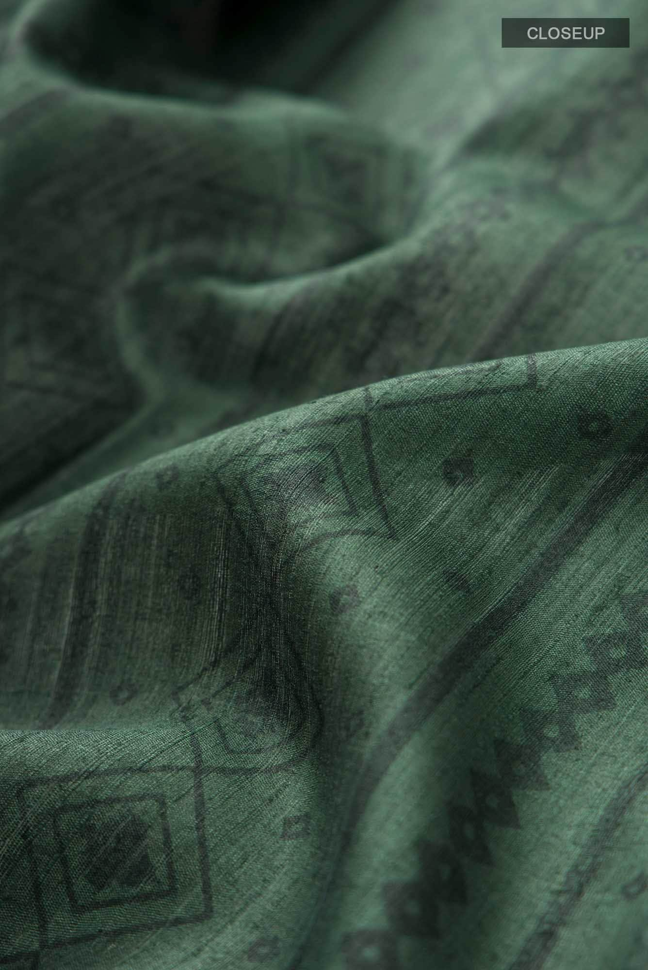 Green Bhagalpuri Tussar Silk Saree
