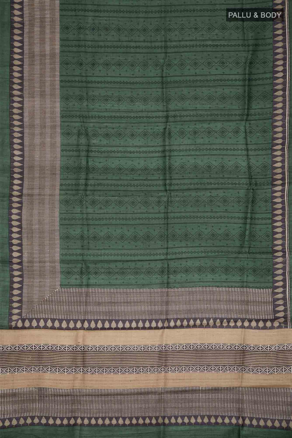 Green Bhagalpuri Tussar Silk Saree