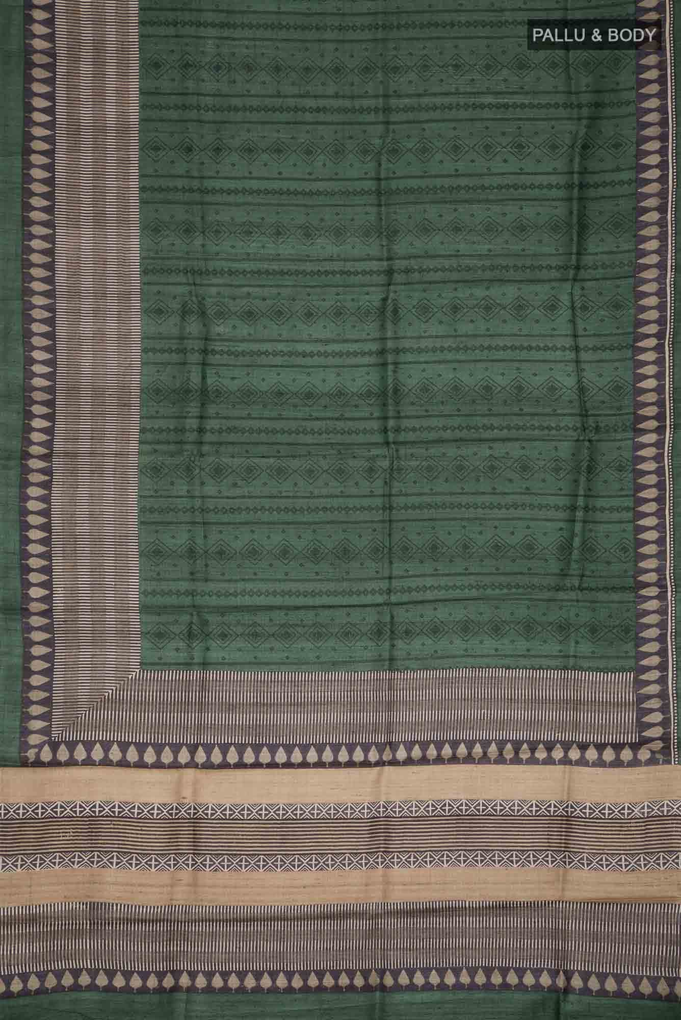 Green Bhagalpuri Tussar Silk Saree