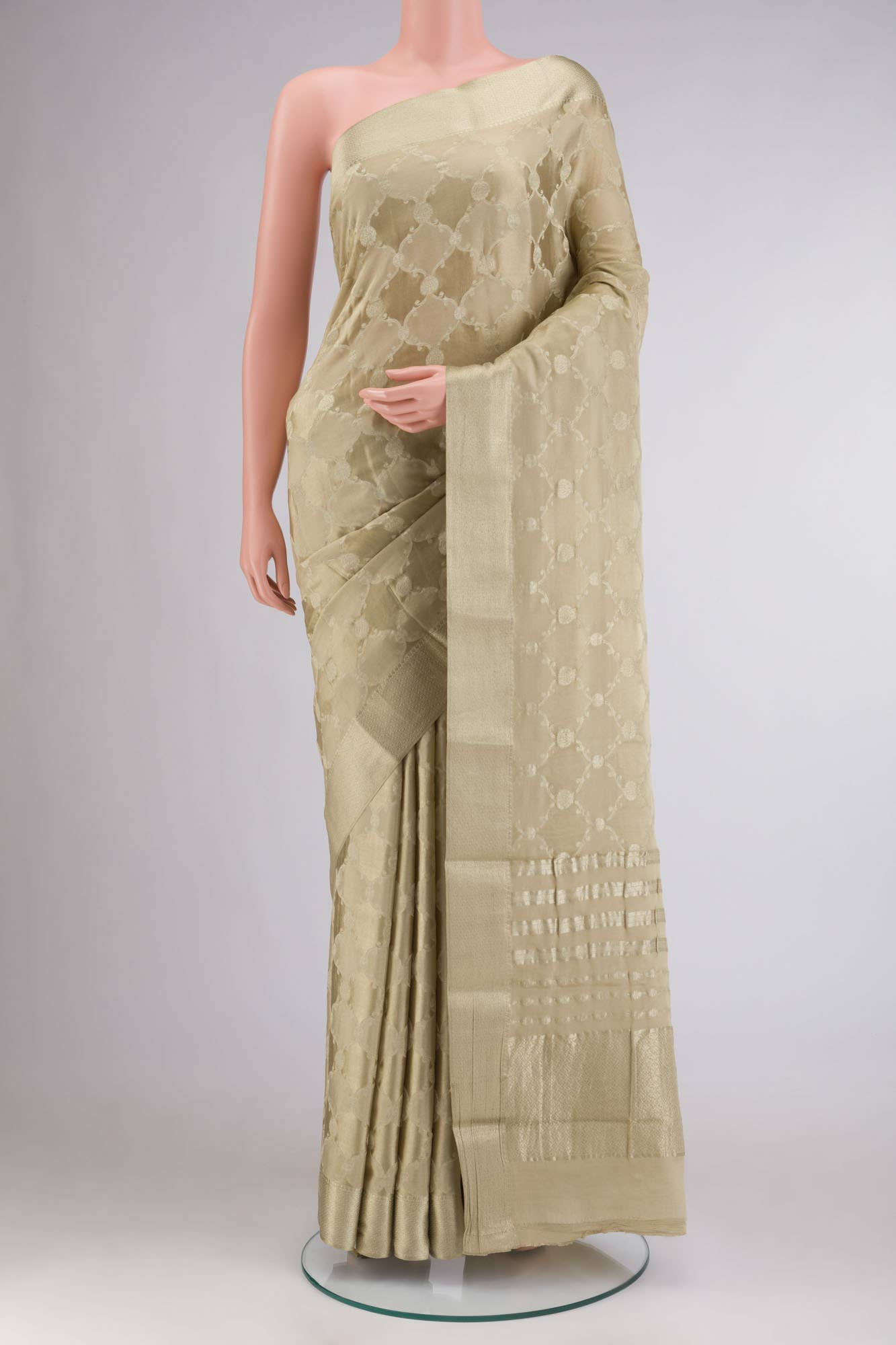 Beige Mysore Georgette Saree