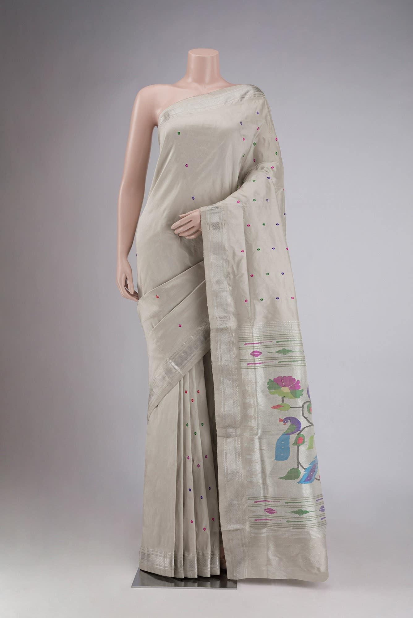 Beige Paithani Silk Saree