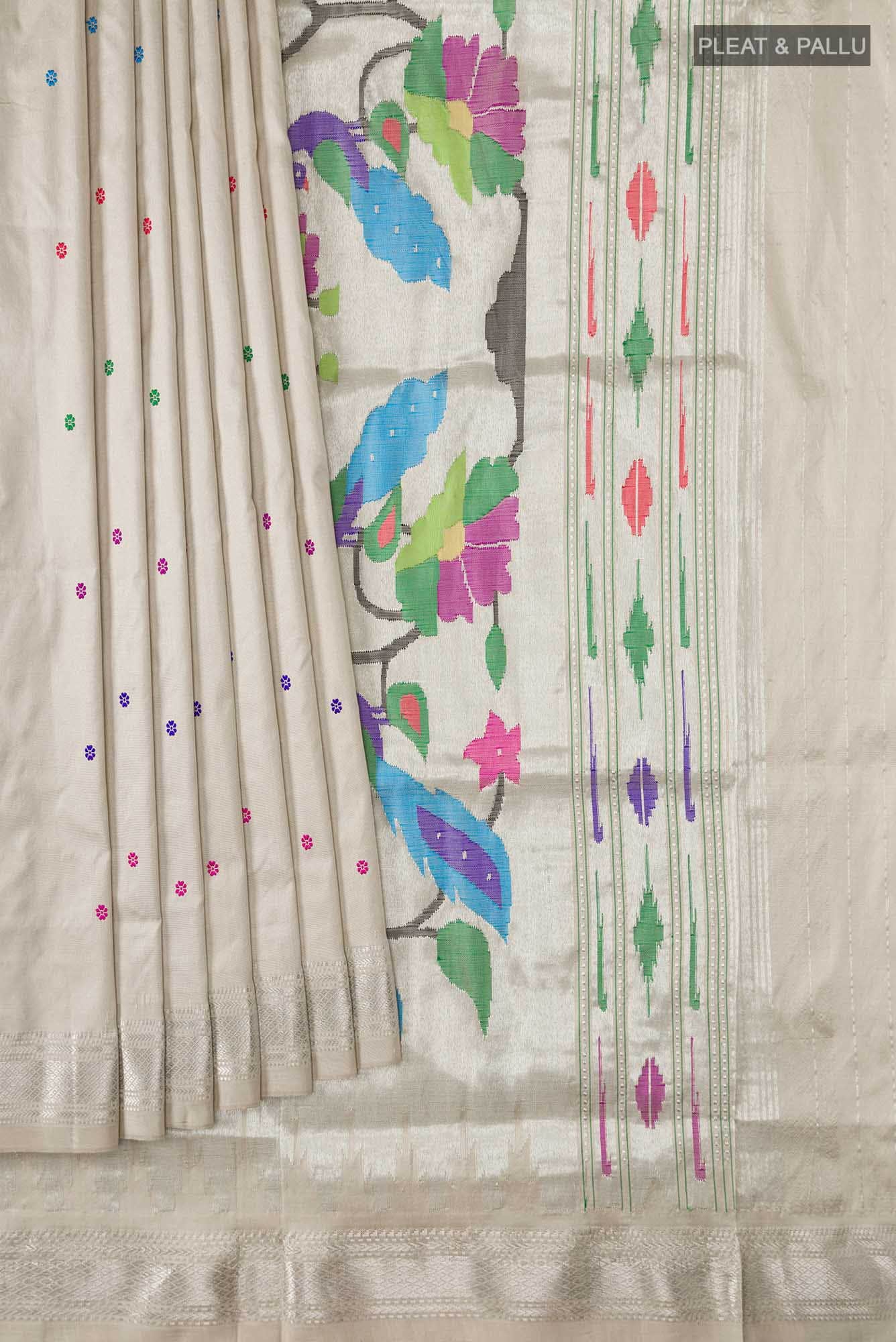 Beige Paithani Silk Saree
