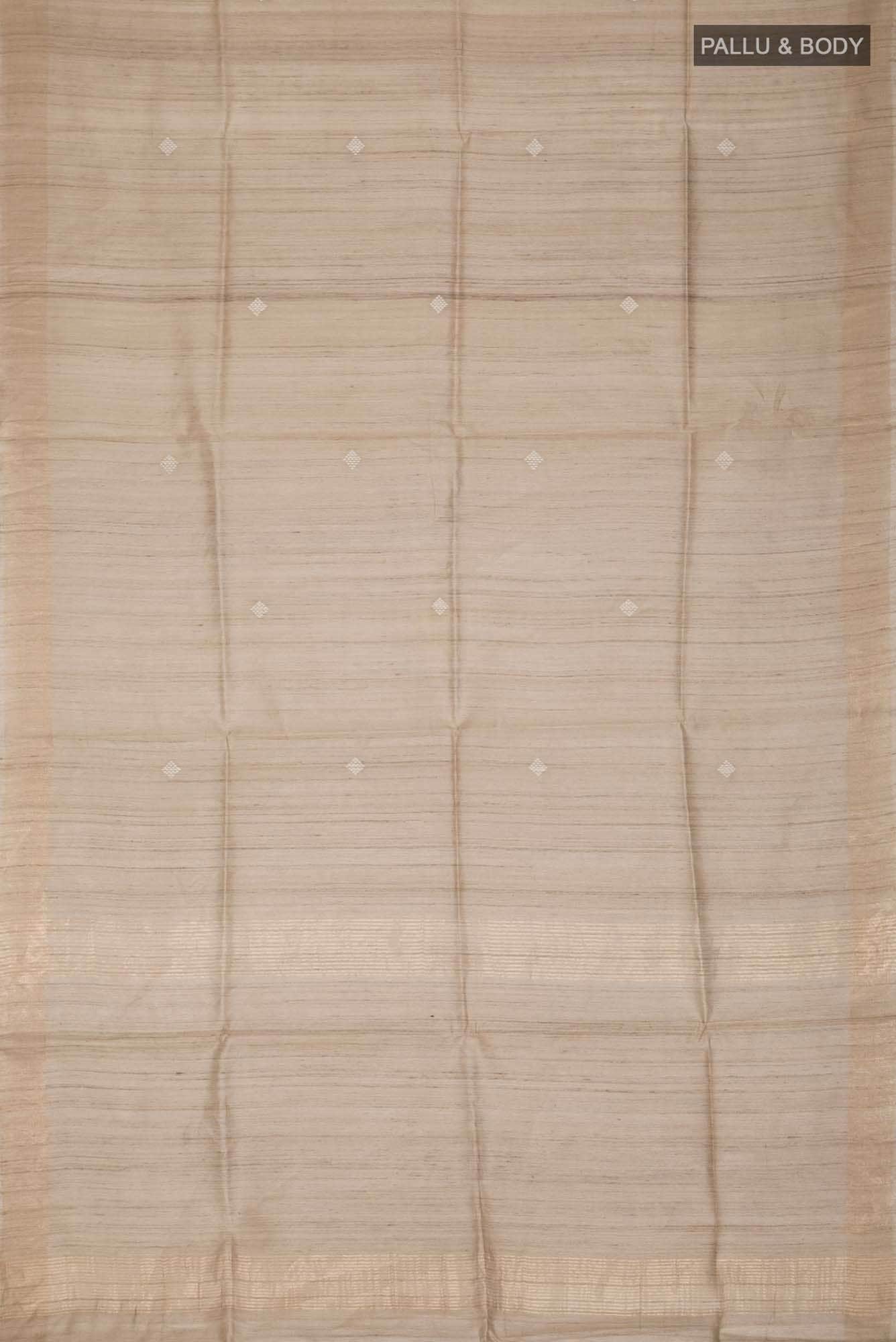 Beige Tussar Silk Saree