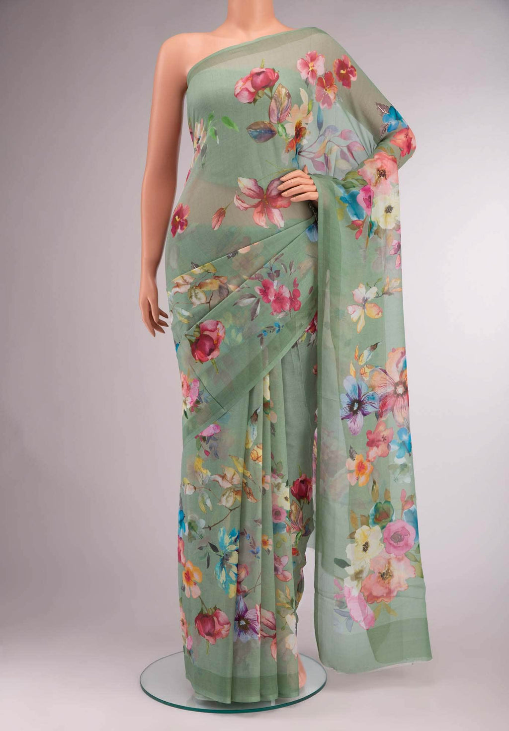 Green Chiffon Saree