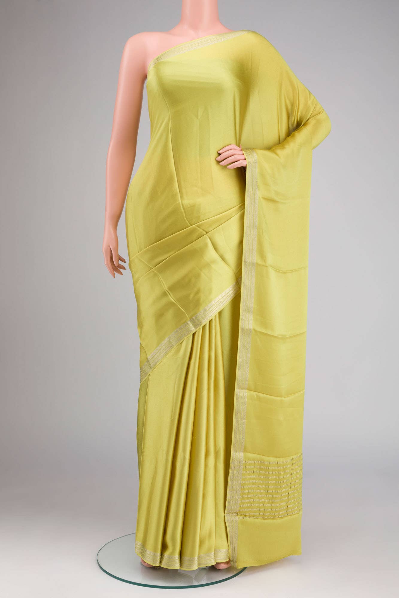 Yellow Satin Silk Saree