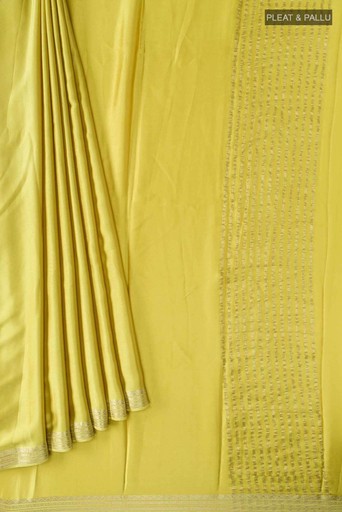 Yellow Satin Silk Saree
