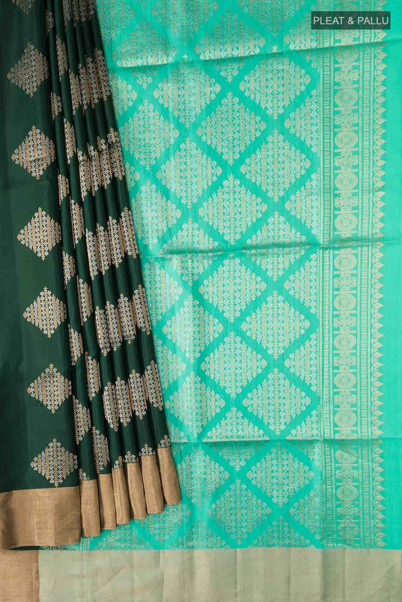 Bottle Green Soft Silk Saree