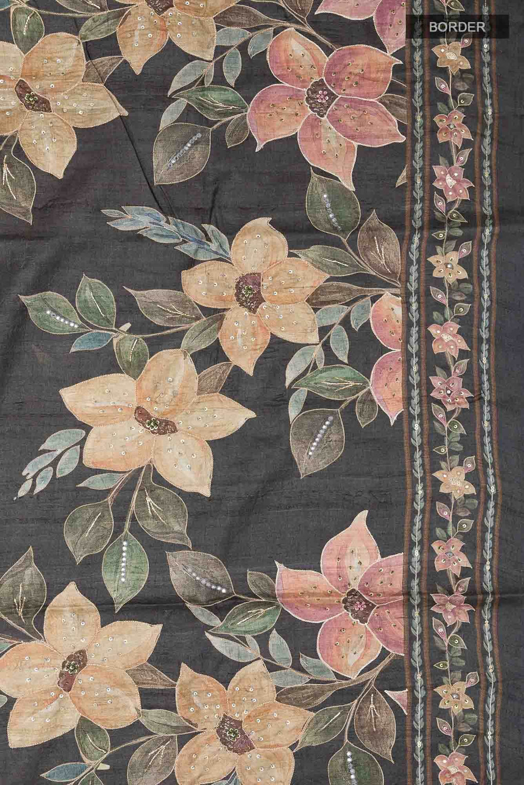 Black Tussar Silk Saree