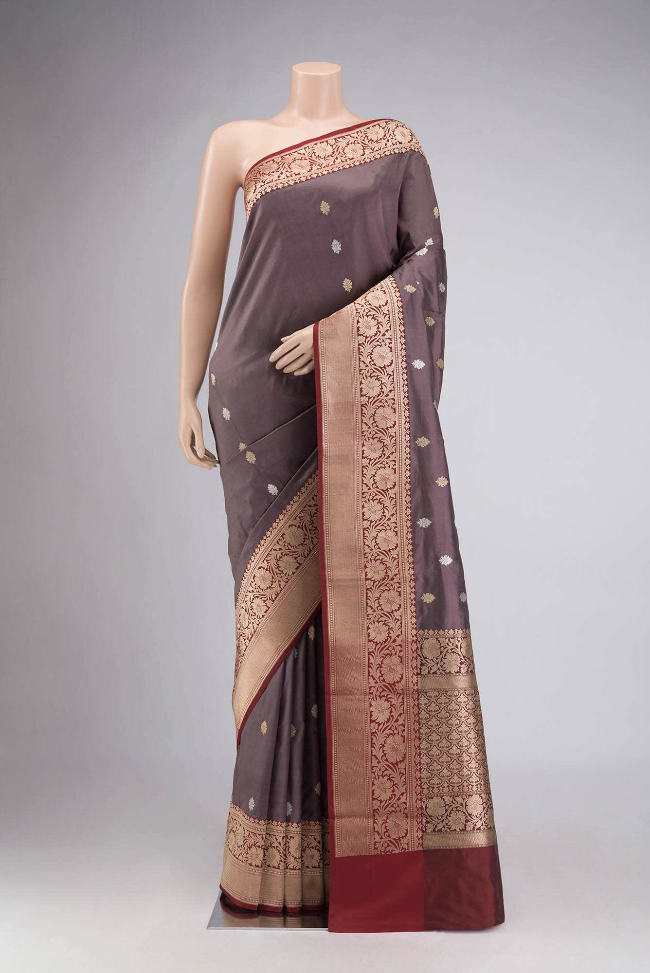 Dark Mauve Banarasi Katan Silk Saree