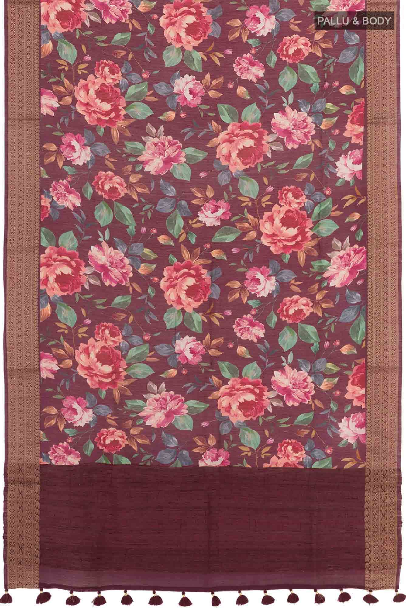 Burgundy Tussar Saree
