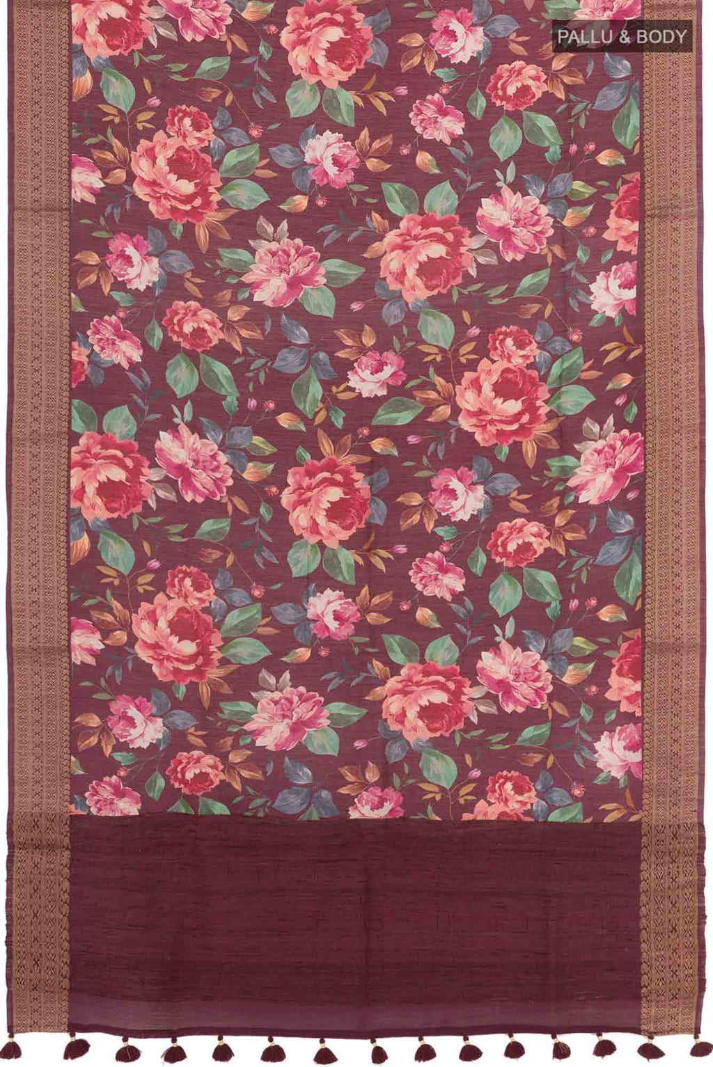 Burgundy Tussar Saree
