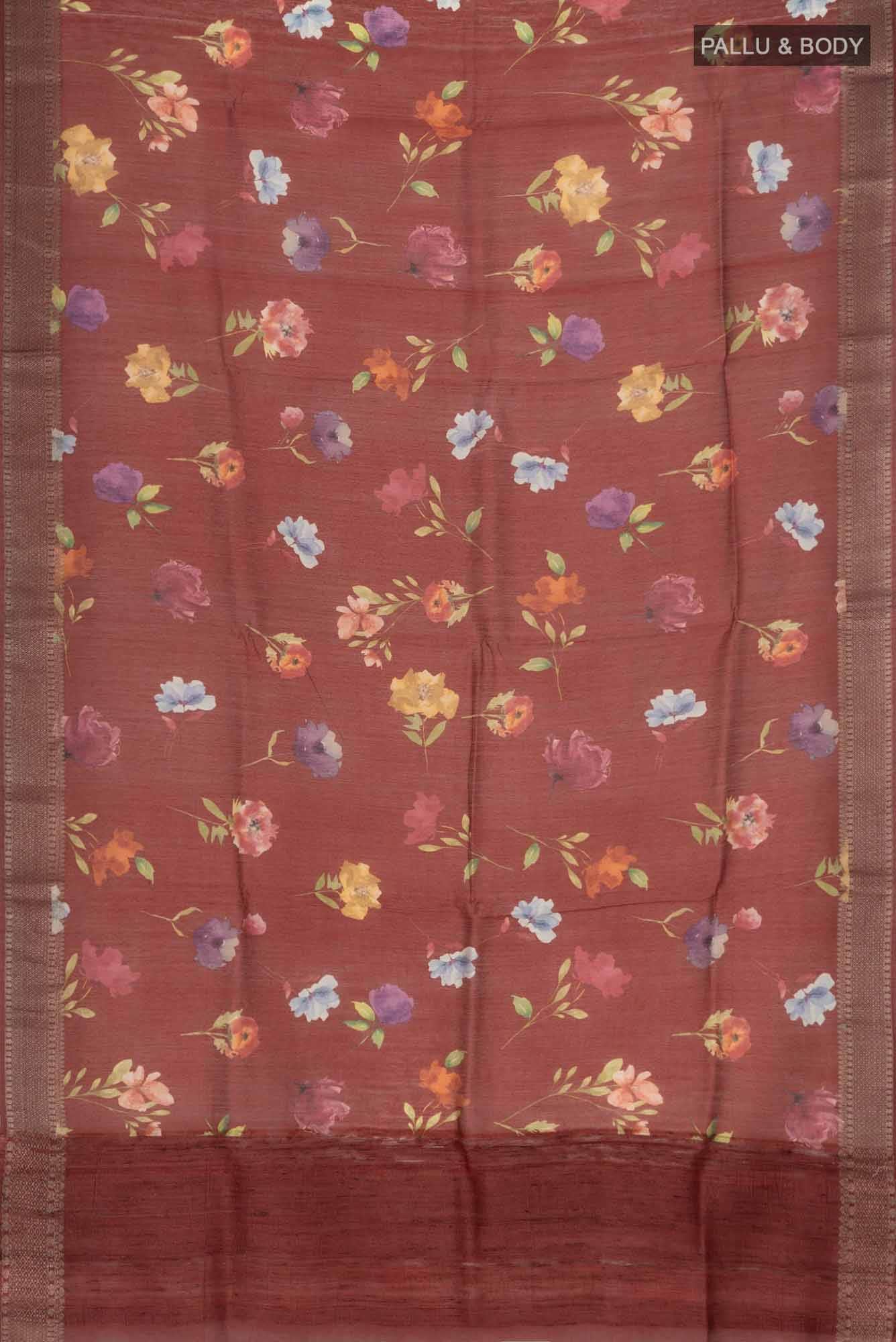 Maroon Bhagalpuri Tussar Silk Saree