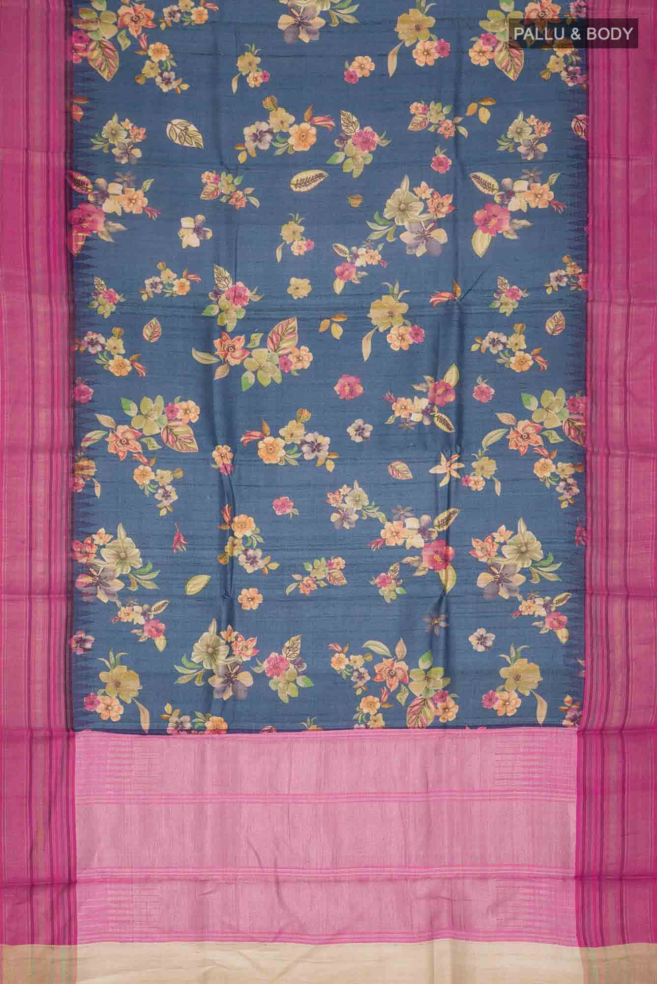 Blue Bhagalpuri Tussar Silk Saree