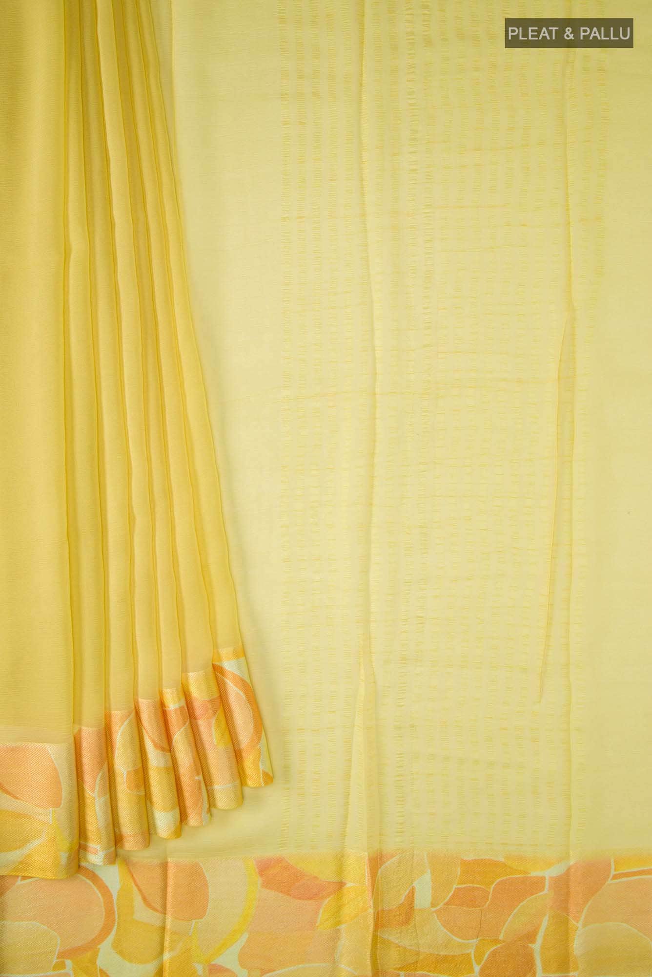Lemon Yellow Chiffon Saree