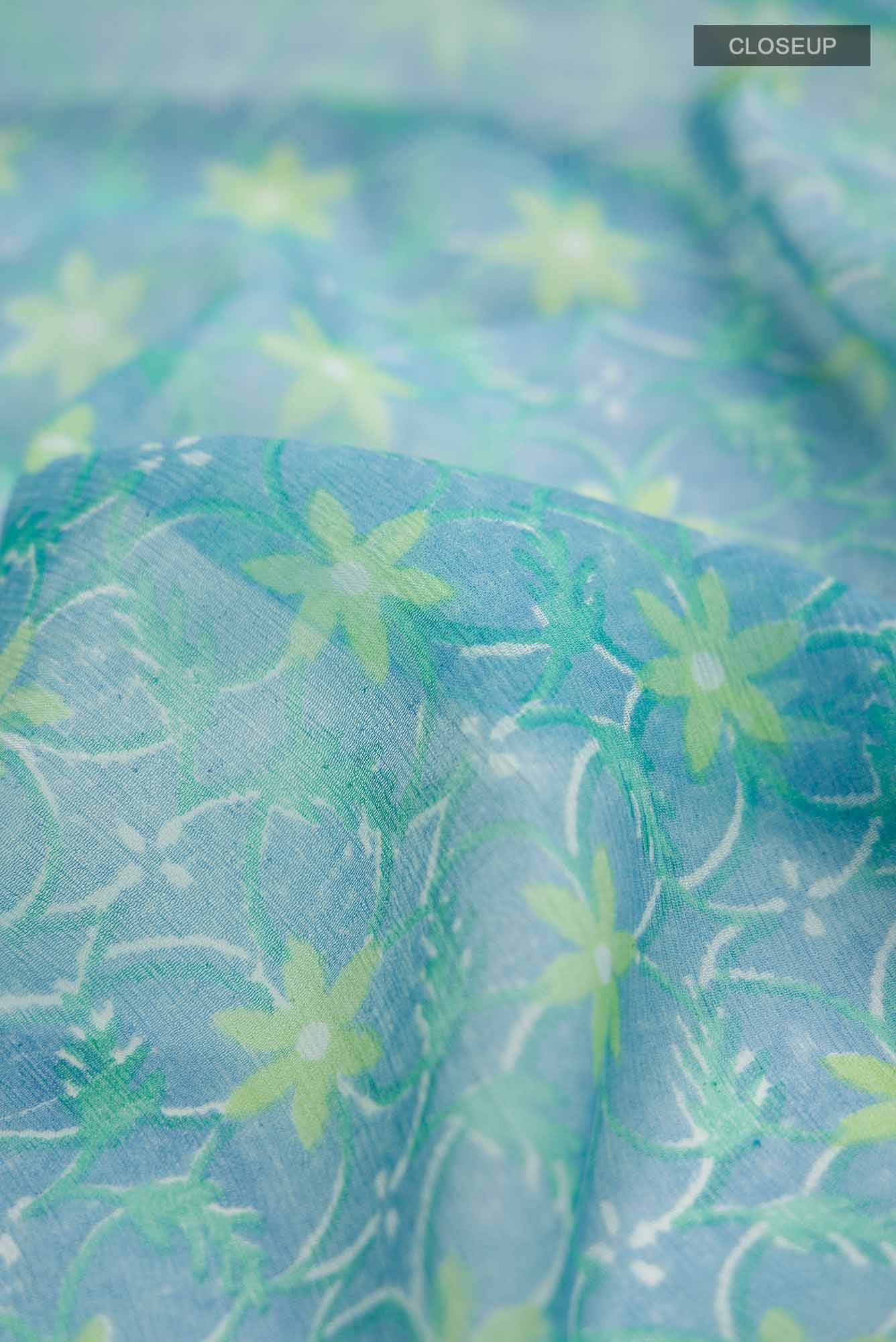 Blue Chiffon Saree