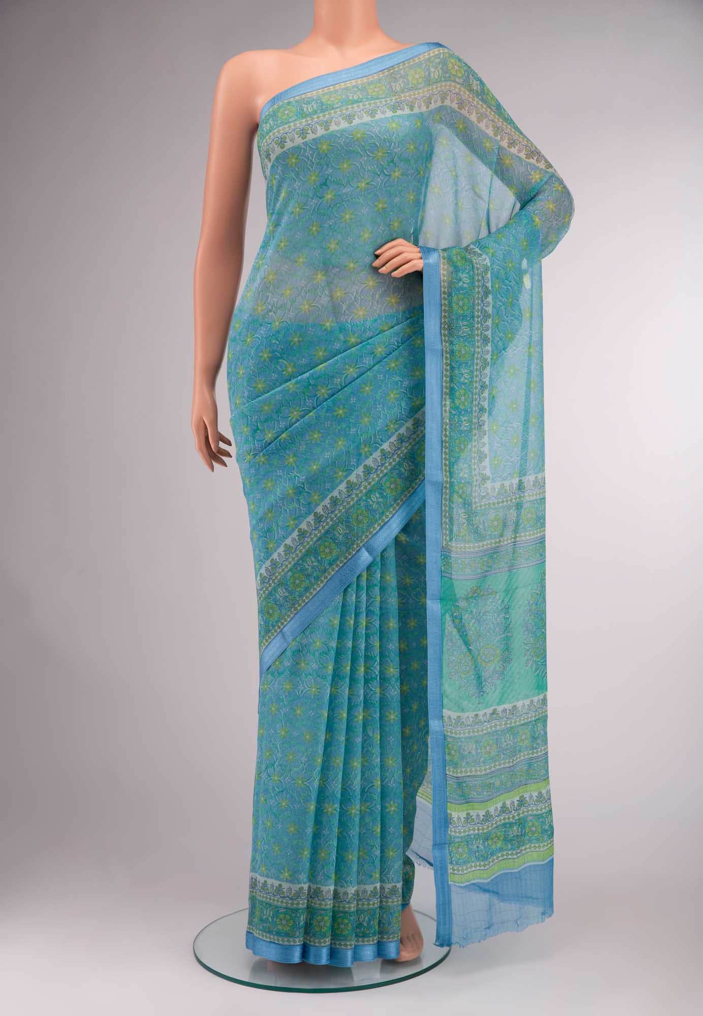 Blue Chiffon Saree