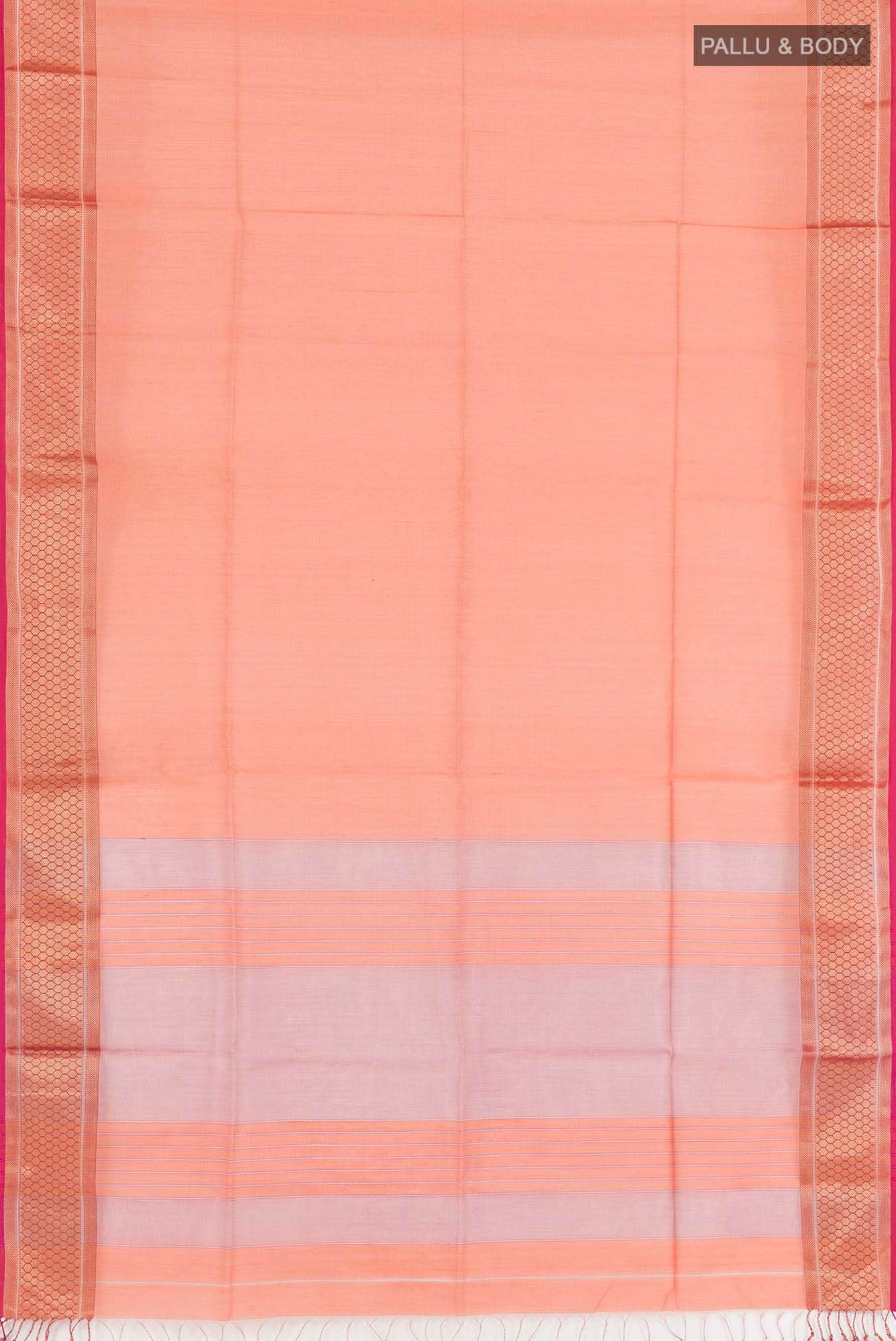 Orange Blended Maheshwari Silk Cotton Saree