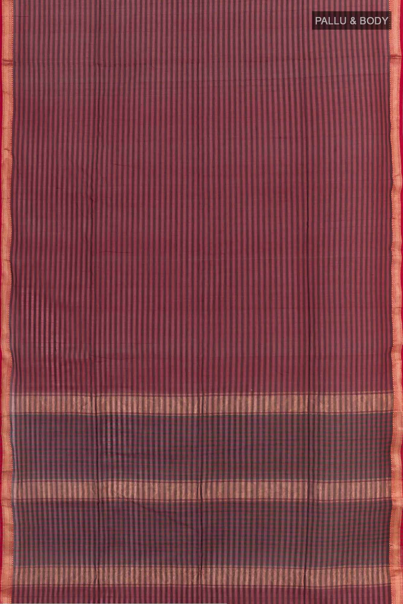 Red Blended Maheshwari Silk Cotton Saree