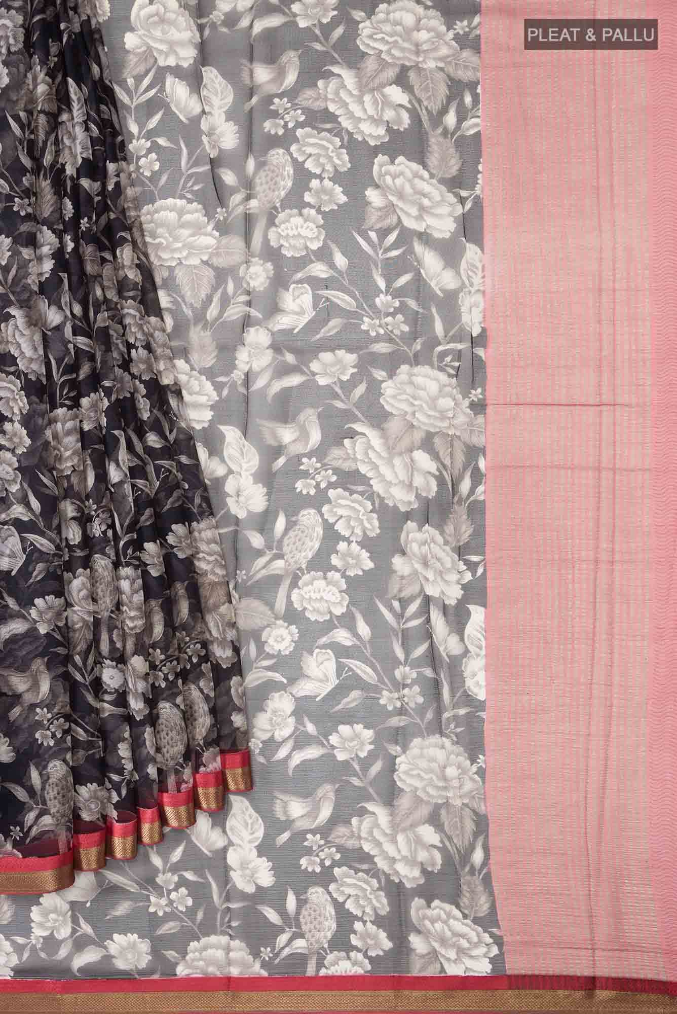 Black Mysore Chiffon Saree