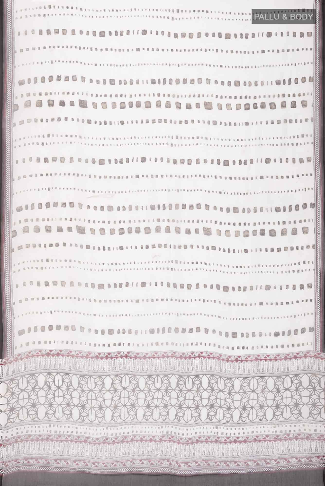 White Mysore Chiffon Saree