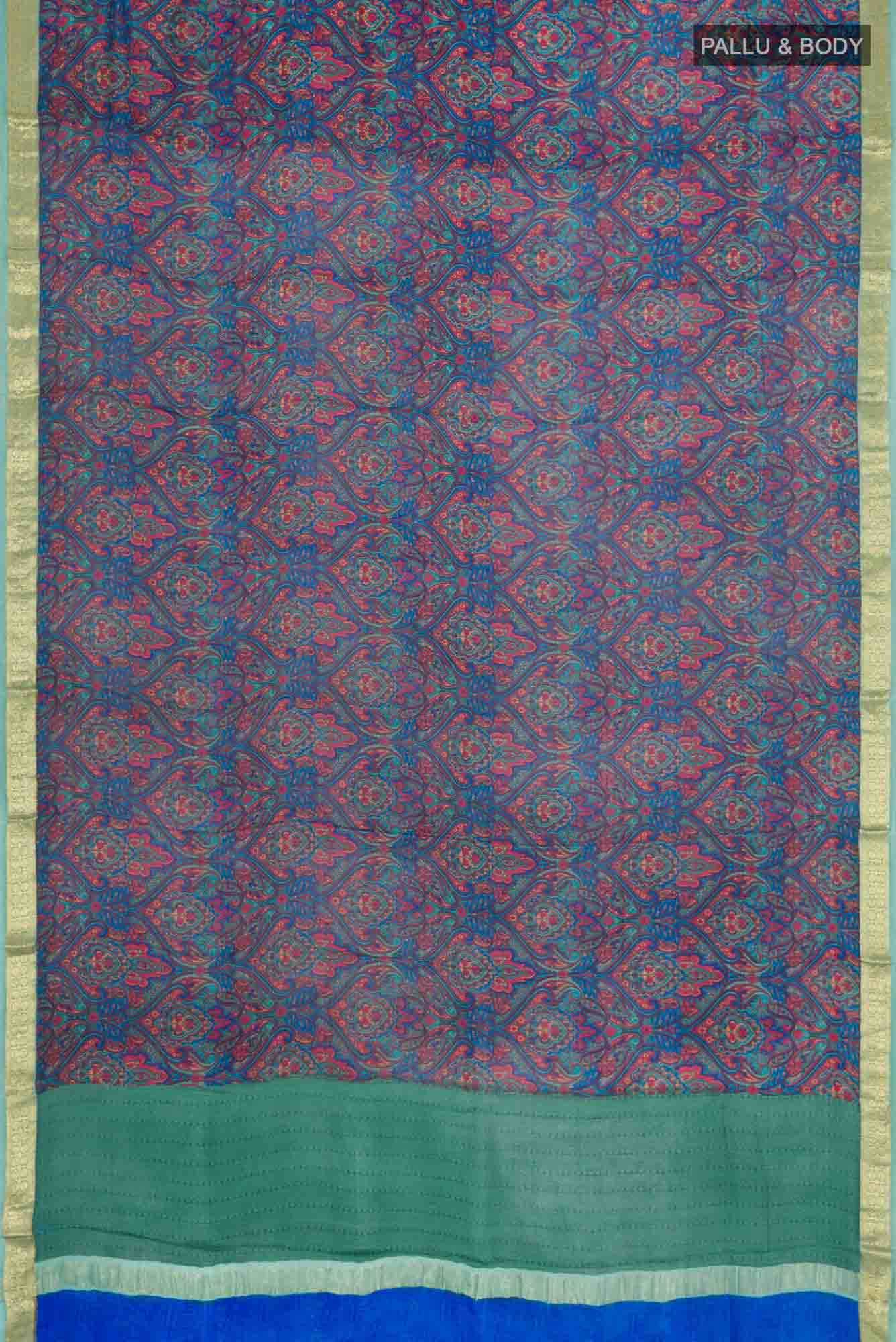 Blue Crepe Saree