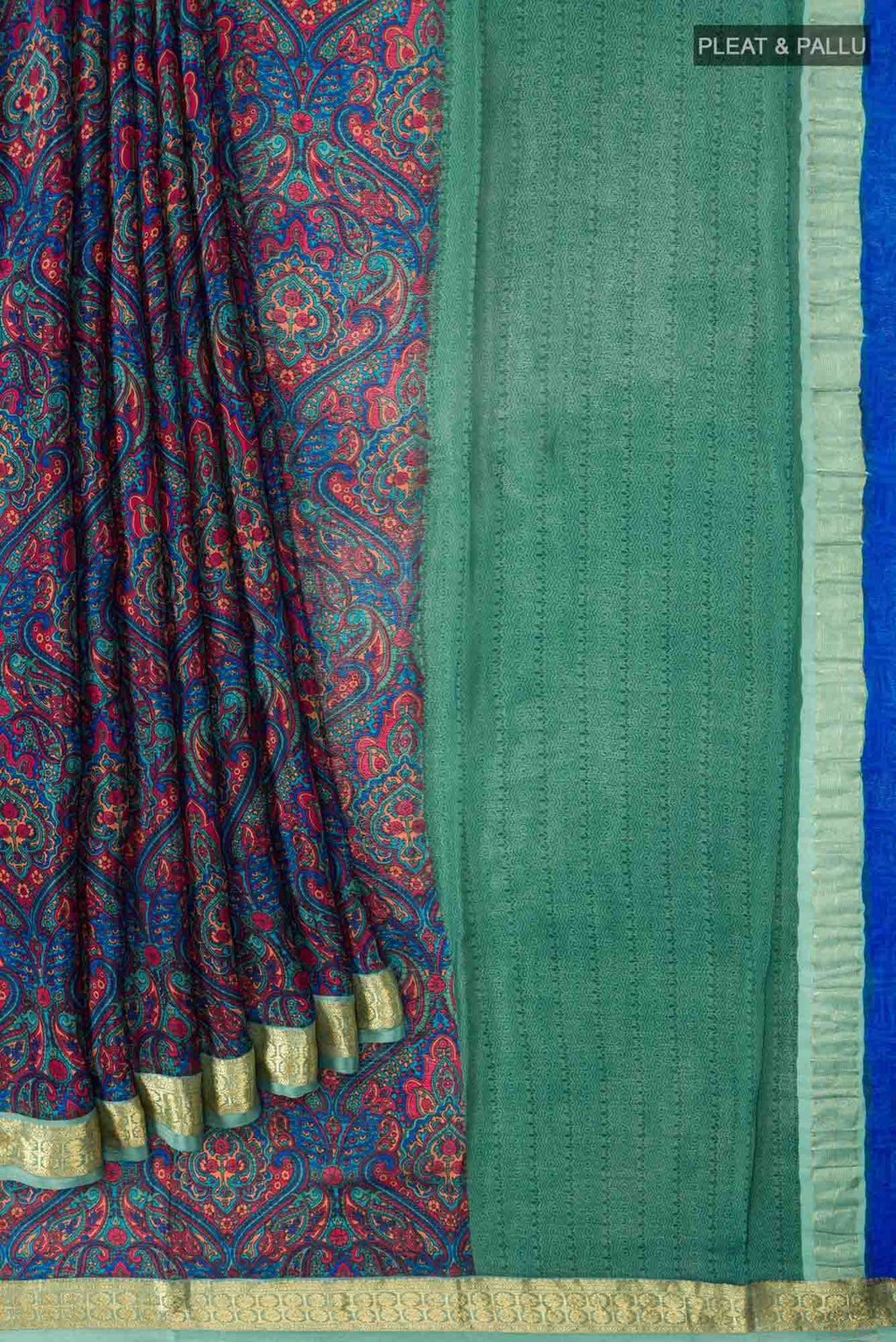 Blue Crepe Saree