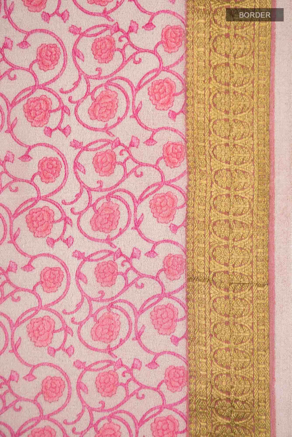 Beige Mysore Crepe Saree