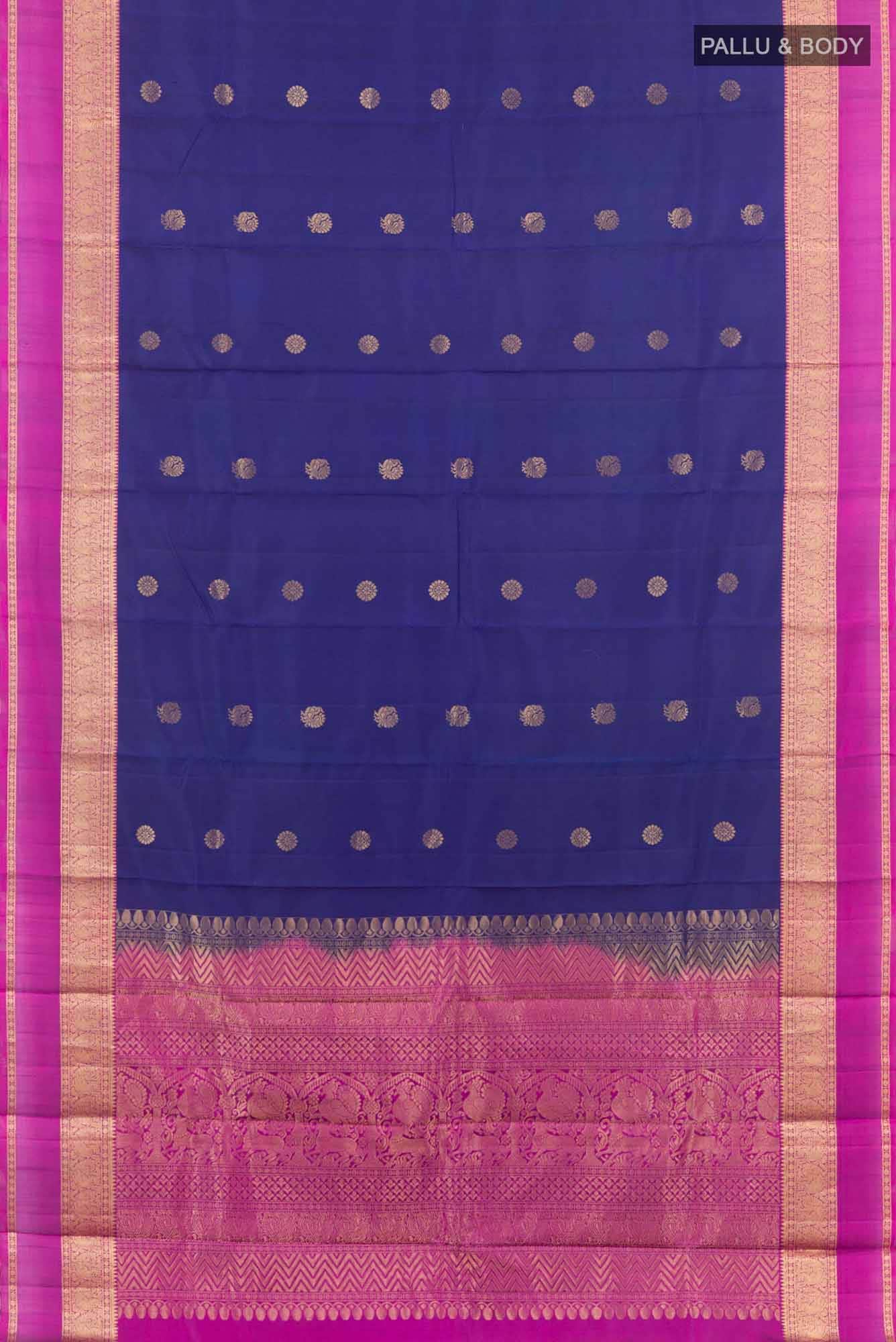 Dark Blue Kanchipuram Silk Saree
