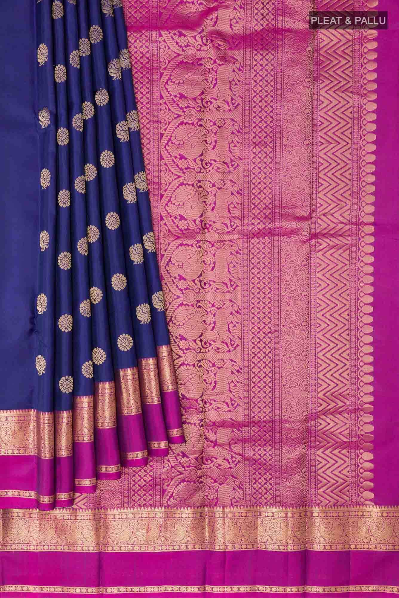 Dark Blue Kanchipuram Silk Saree