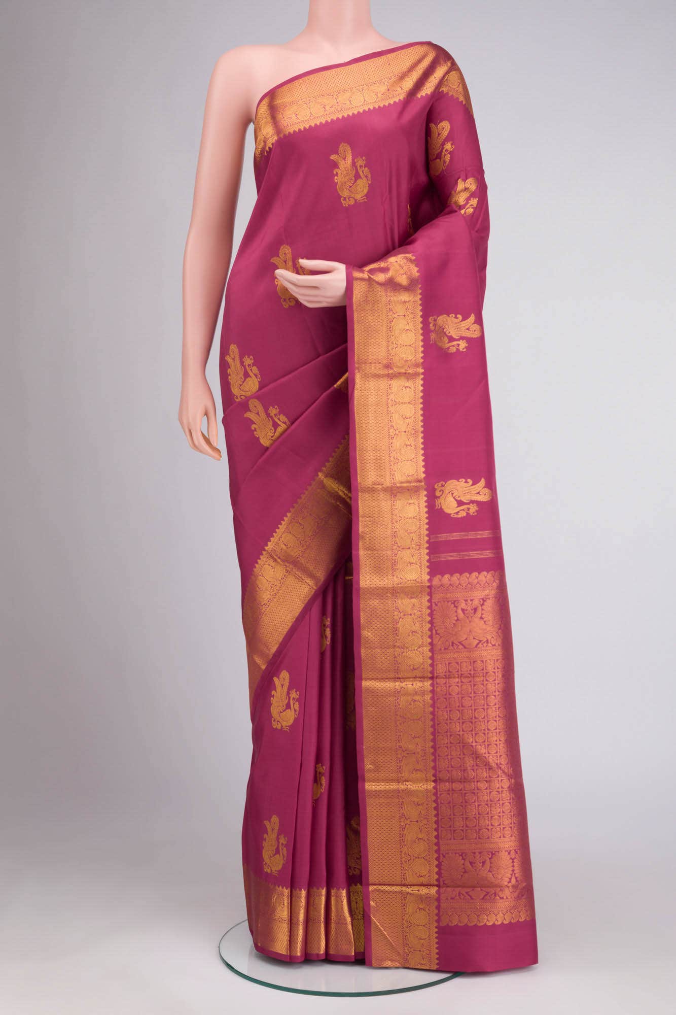 Dark Pink Kanchipuram Silk Saree