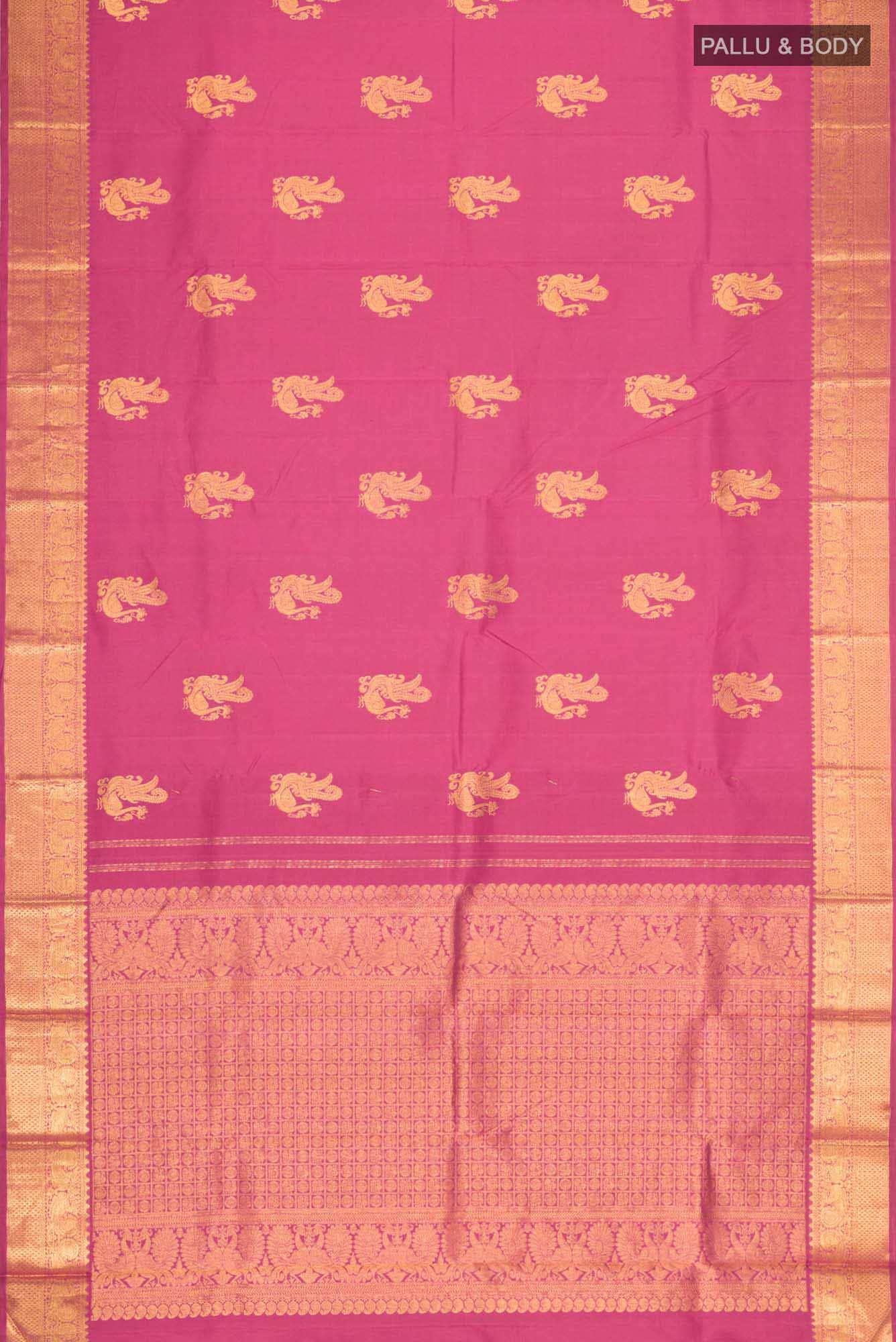 Dark Pink Kanchipuram Silk Saree