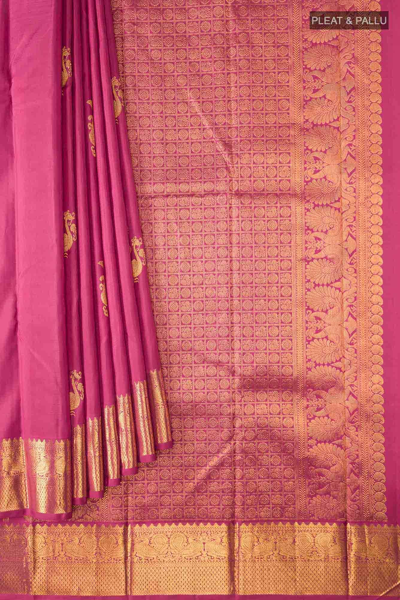 Dark Pink Kanchipuram Silk Saree