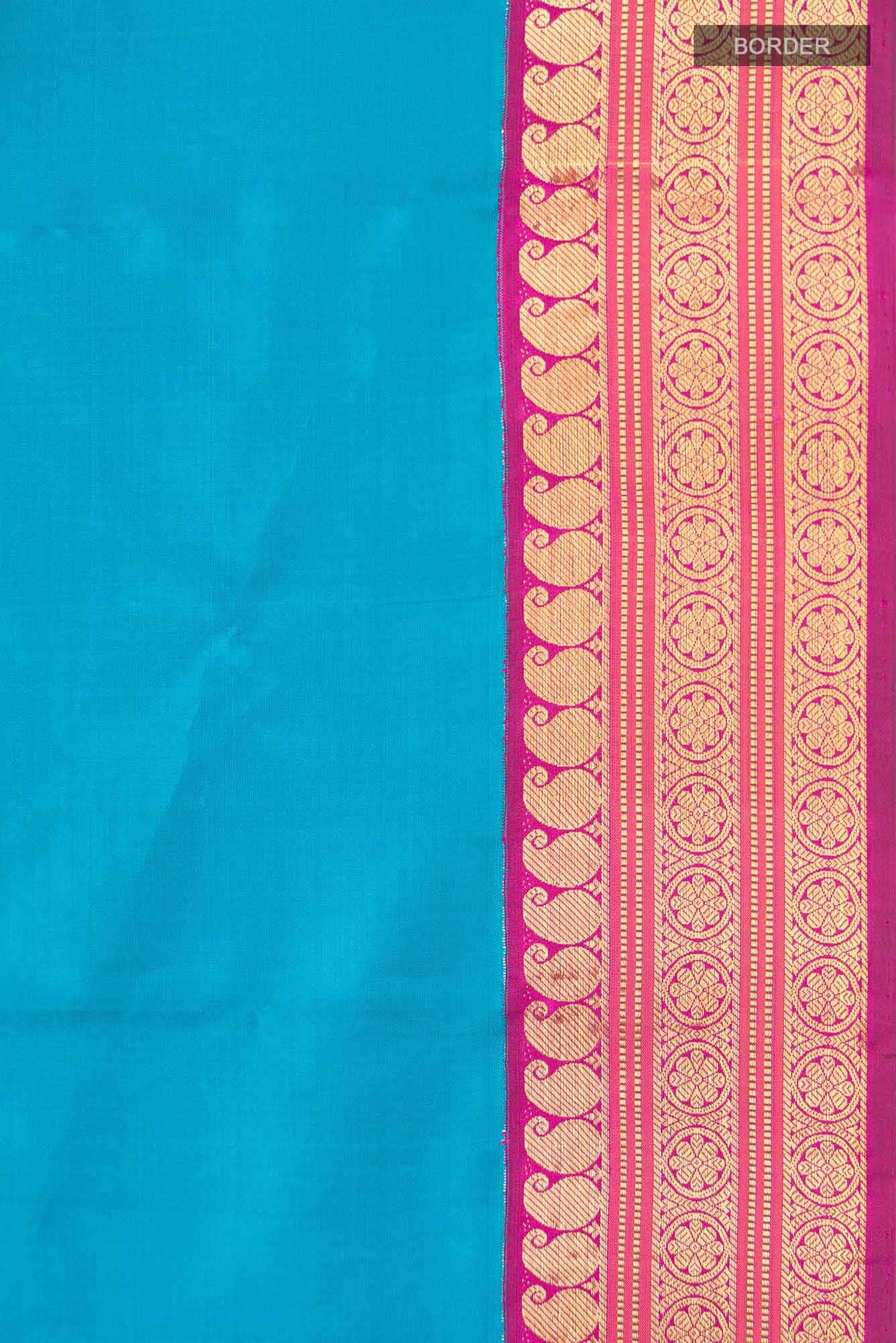 Pure Silk Pure Zari Blue Kanchipuram Saree