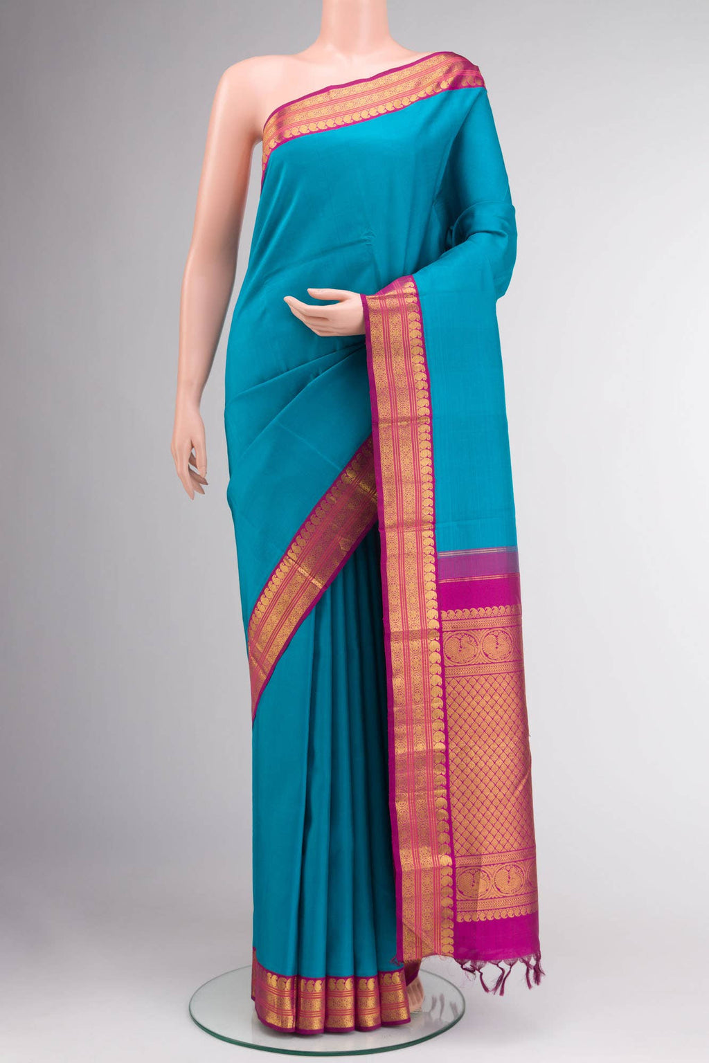 Pure Silk Pure Zari Blue Kanchipuram Saree