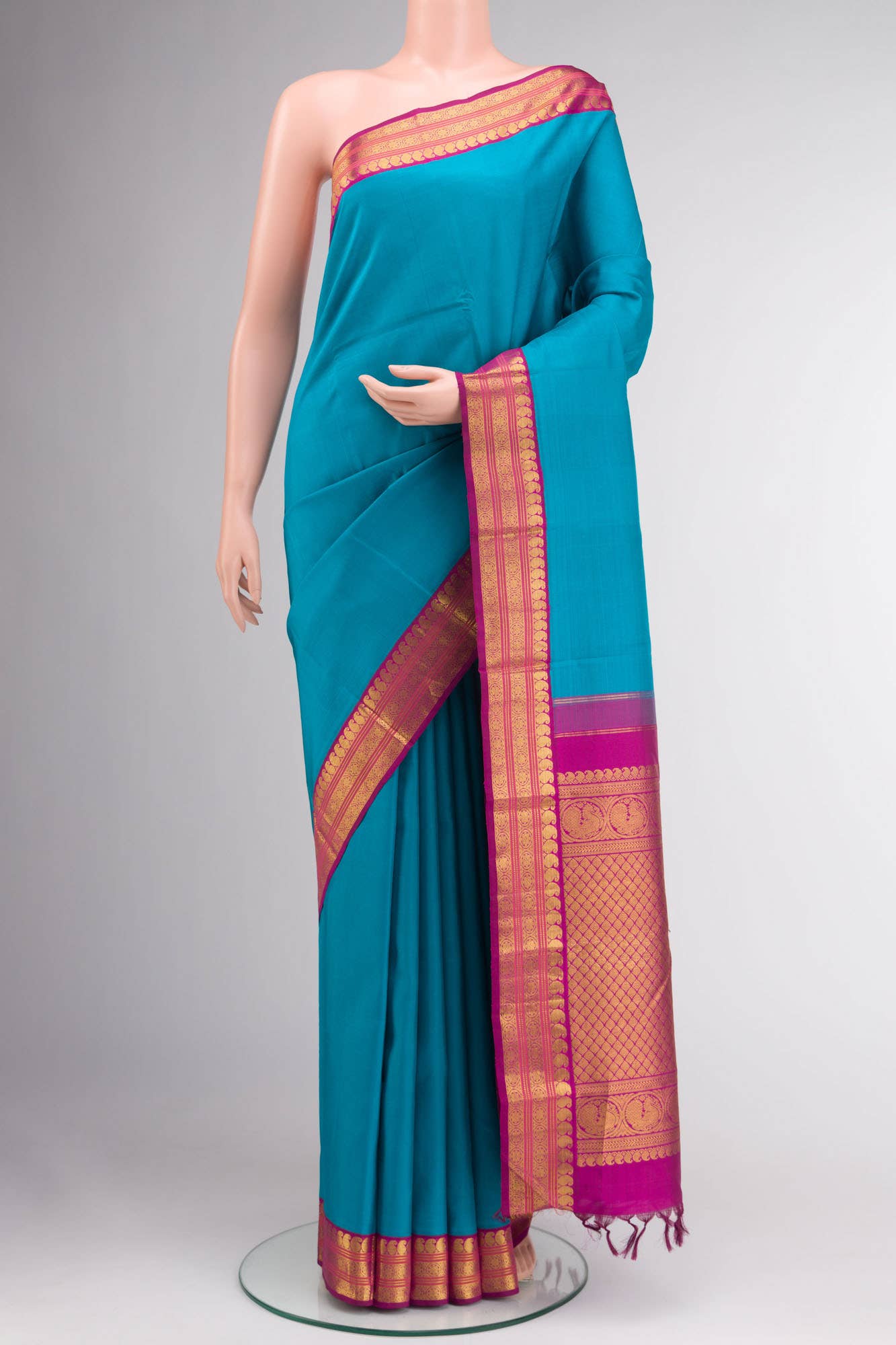 Pure Silk Pure Zari Blue Kanchipuram Saree