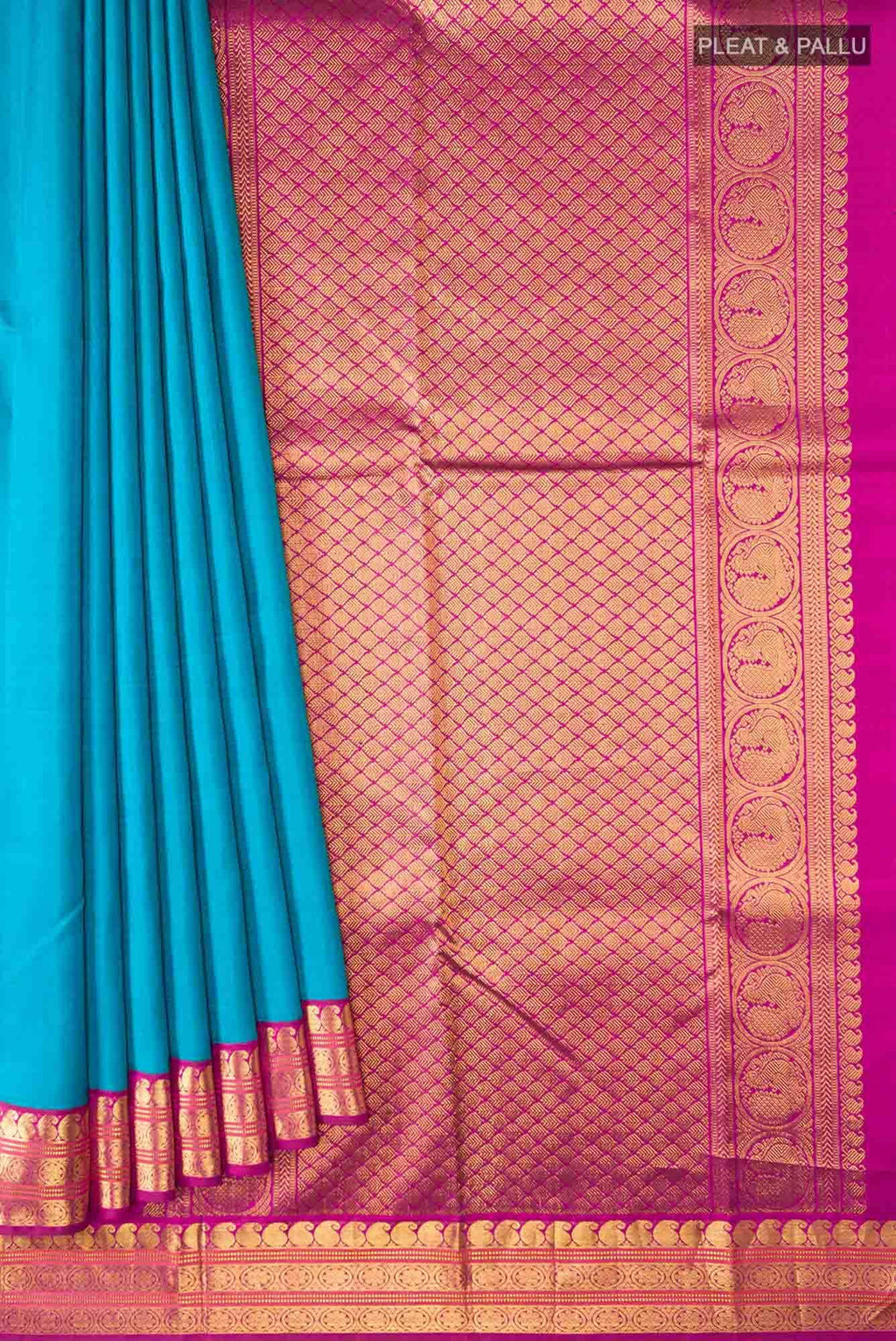 Pure Silk Pure Zari Blue Kanchipuram Saree