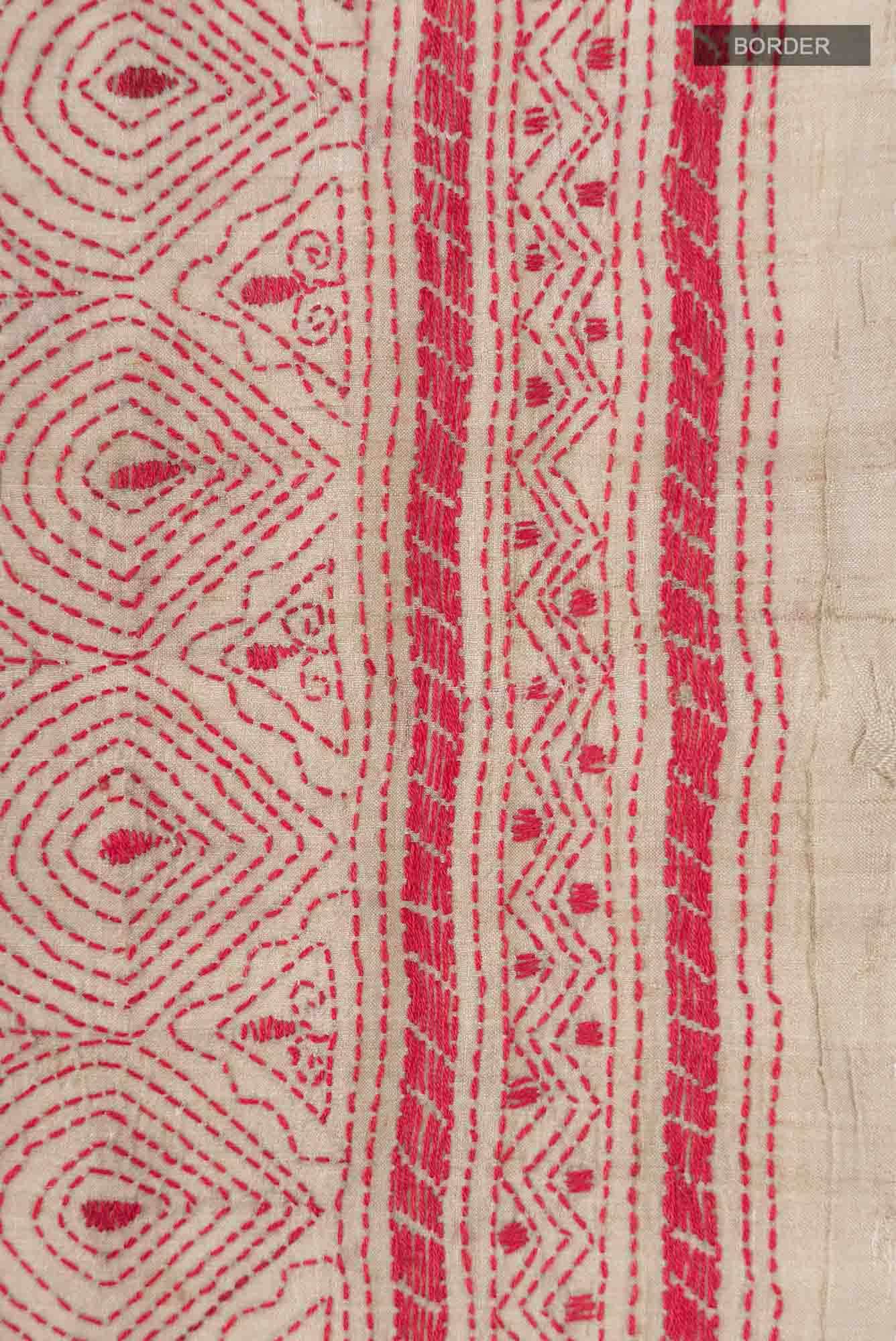 Beige Bhagalpuri Tussar Silk Saree