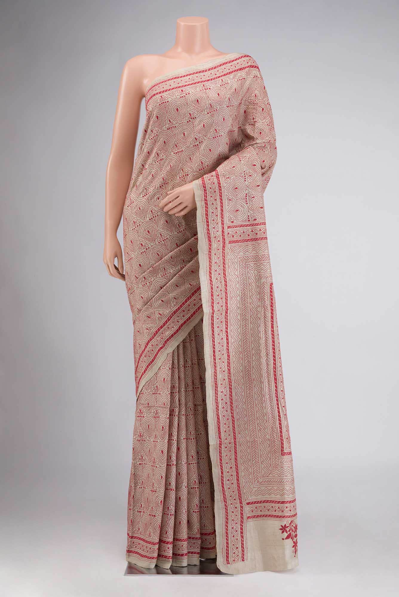 Beige Bhagalpuri Tussar Silk Saree