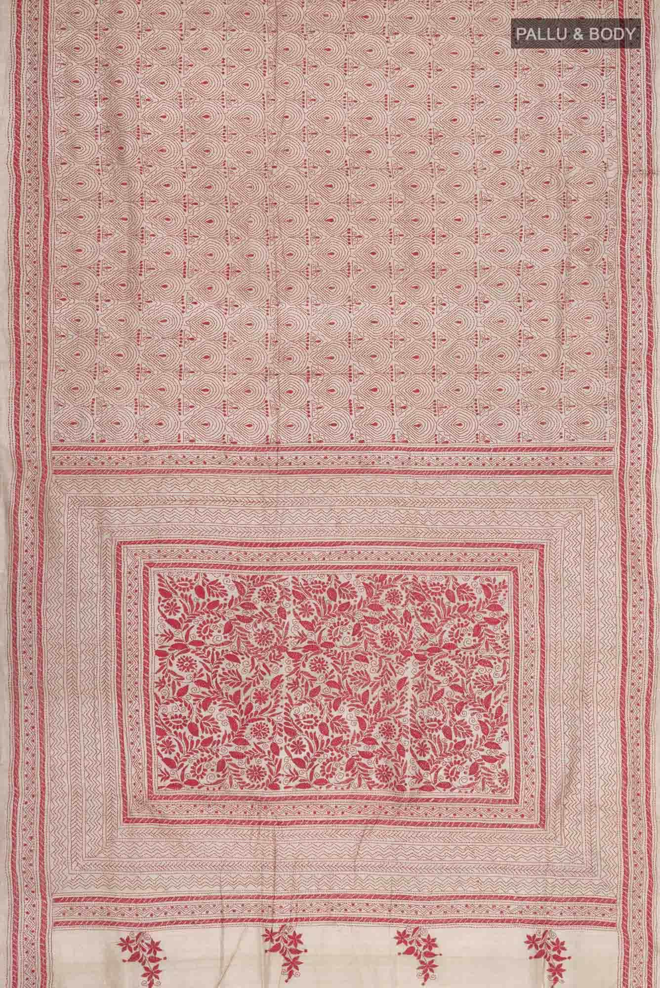 Beige Bhagalpuri Tussar Silk Saree