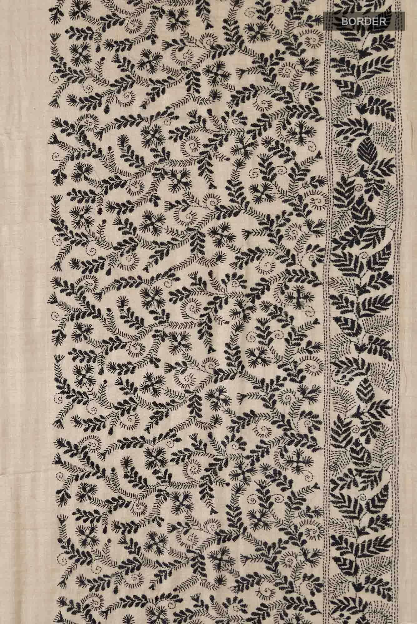 Beige Bhagalpuri Tussar Silk Saree