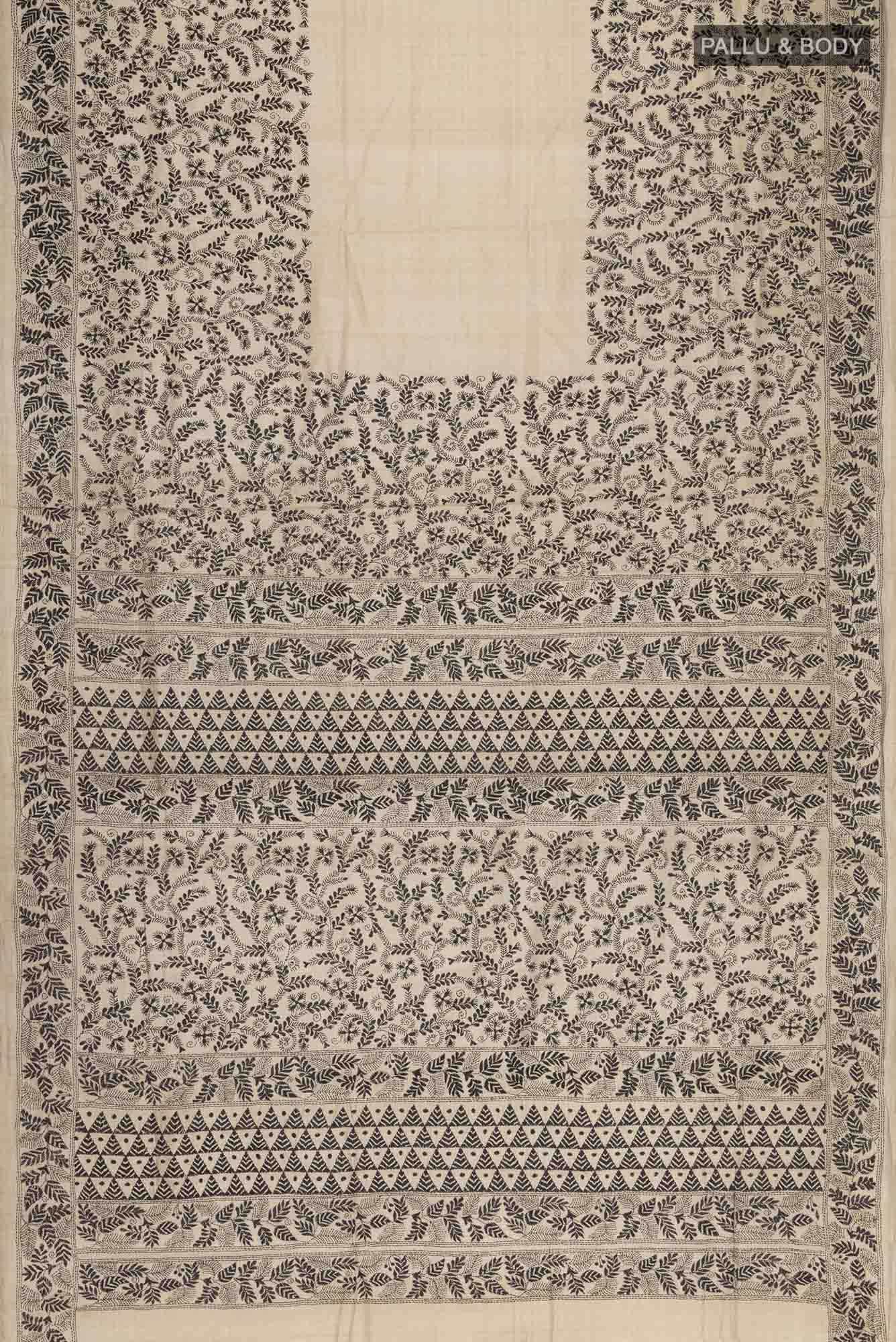 Beige Bhagalpuri Tussar Silk Saree
